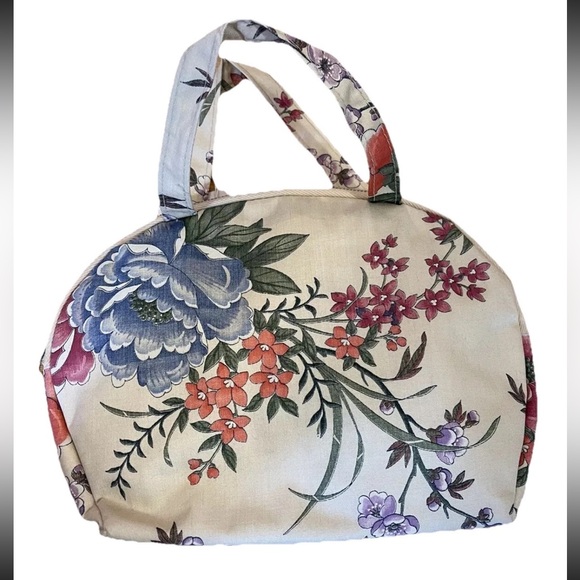 🆕Trina Inc made in USA NWT/Deadstock travel makeup bag-handled bag-floral canvas - Picture 1 of 13